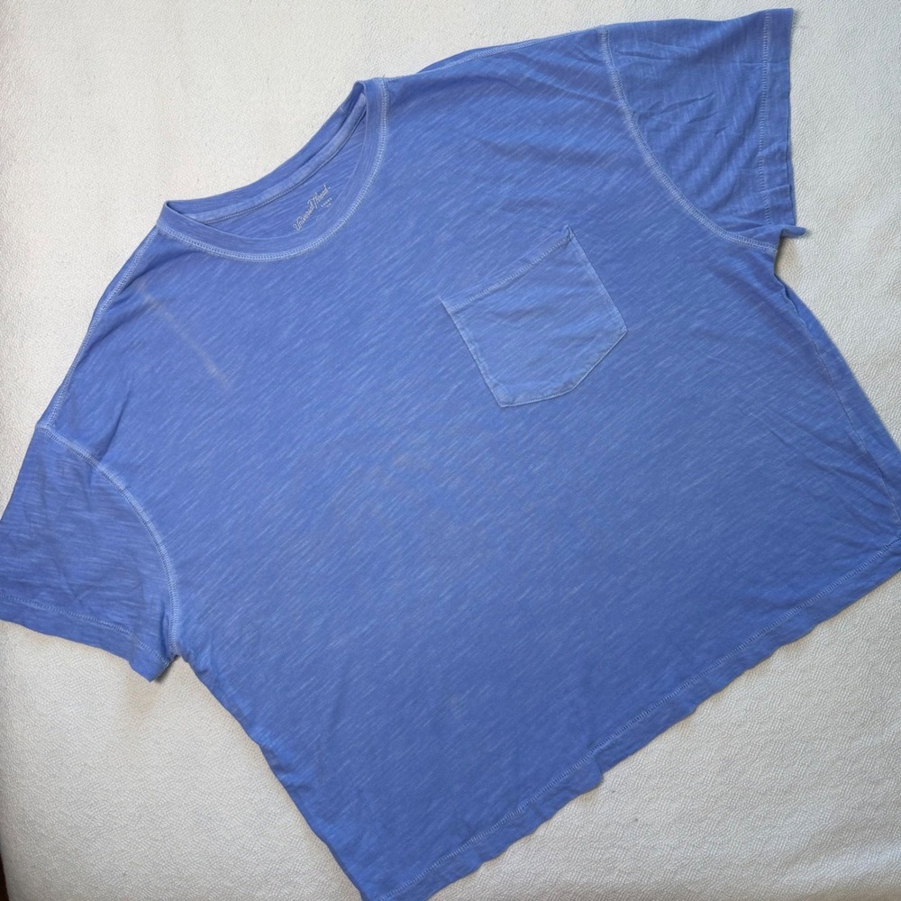Universal Thread Periwinkle Blue Slub Knit Pocket Tee Boxy Crop Top Size L